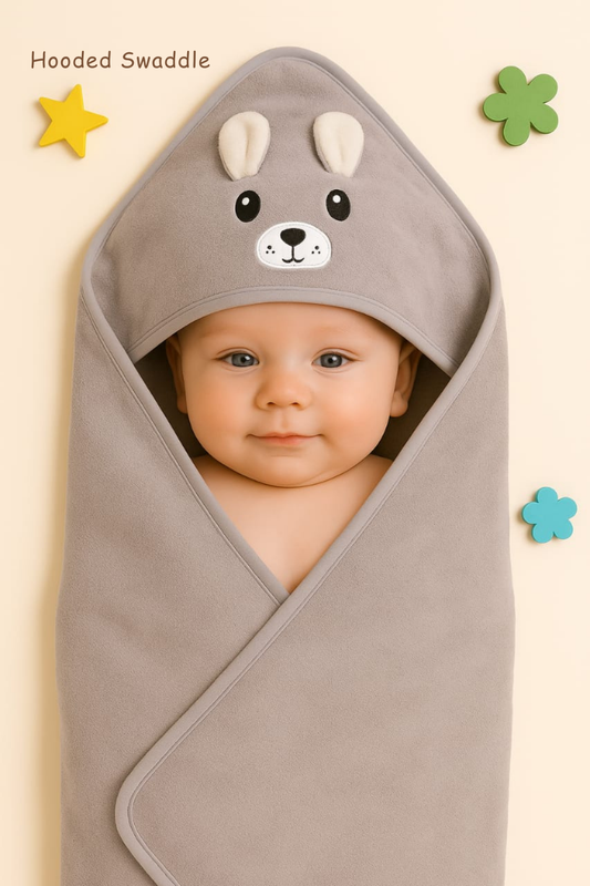 Hooded Swaddle + Muslin Swaddle Combo | Grey