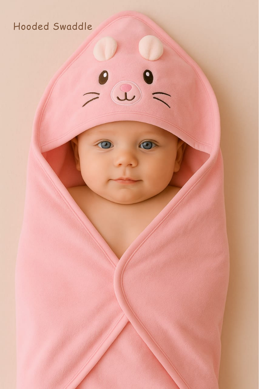 Hooded Swaddle + Muslin Swaddle Combo | Pink