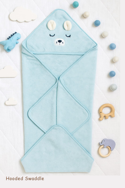 Hooded Swaddle + Muslin Swaddle Combo | Blue