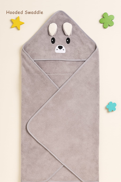 Hooded Swaddle + Muslin Swaddle Combo | Grey