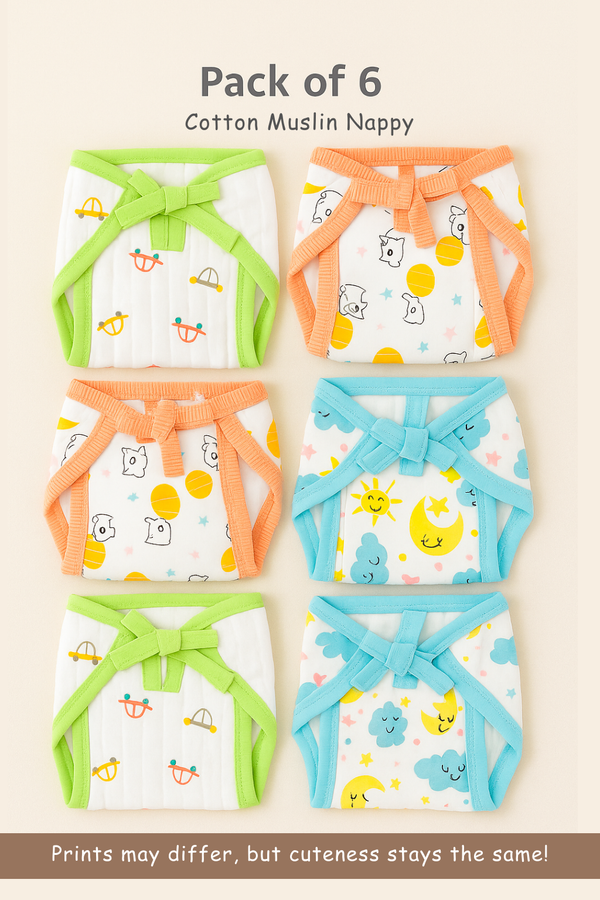 Muslin Padded Nappy | Pack of 6