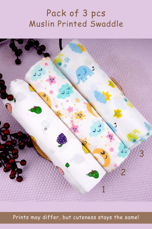 Printed Muslin Swaddles | Pack of 3